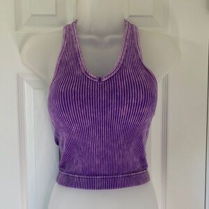 Zenana for Kali Rose Purple Ribbed Tank Top